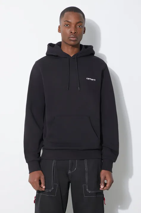Carhartt WIP sweatshirt men's black color hooded smooth I033658.0D2XX