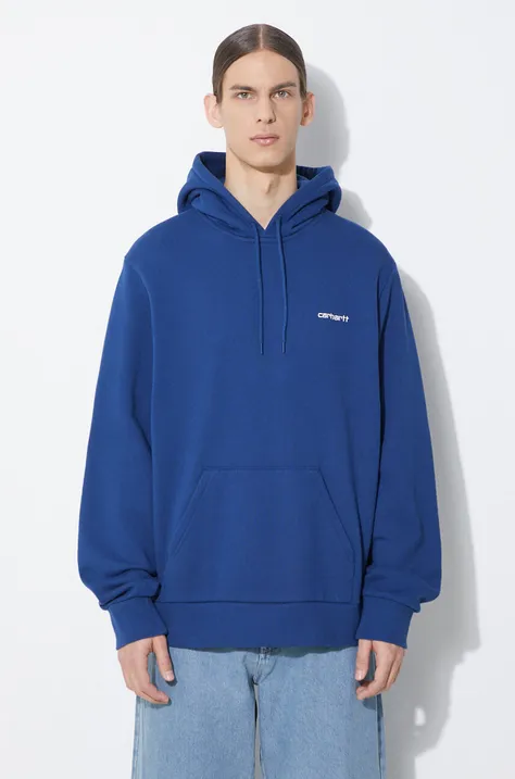 Carhartt WIP hooded sweatshirt Script Embroidery Sweat men's navy blue color hooded smooth I033658.22TXX