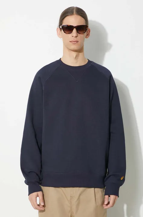 Carhartt WIP sweatshirt Chase Sweat men's navy blue color smooth I033660.00HXX