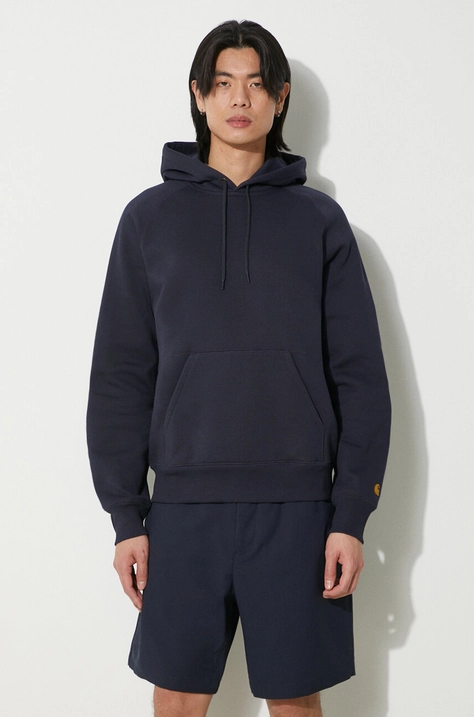 Carhartt WIP felpa Hooded Chase Sweat uomo colore blu navy con cappuccio I033661.00HXX