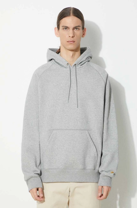 Кофта Carhartt WIP Hooded Chase Sweat чоловіча колір сірий з капюшоном меланж I033661.00MXX