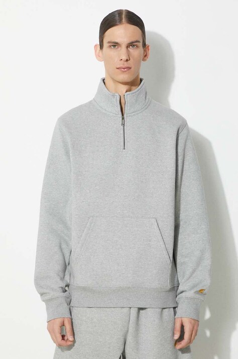 Кофта Carhartt WIP Chase Neck Zip Sweat чоловіча колір сірий меланж I033665.00MXX