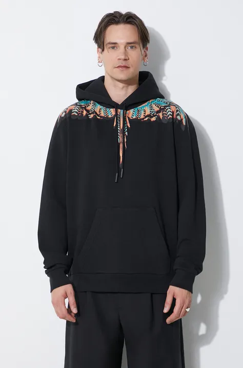 Marcelo Burlon cotton sweatshirt Grizzly Wings Regular Hoodie men's black color hooded with a print CMBB007S24FLE0021020