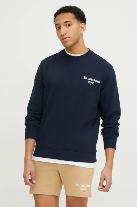 Tommy Jeans felpa in cotone uomo colore blu navy