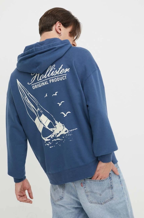 Μπλούζα Hollister Co. χρώμα: ναυτικό μπλε, με κουκούλα