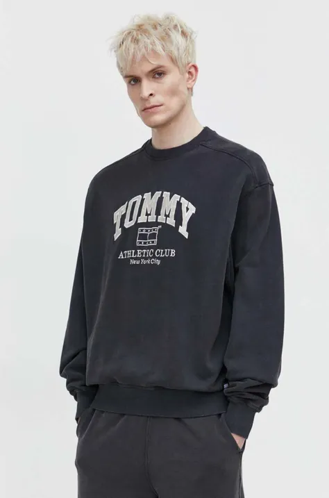 Bombažen pulover Tommy Jeans moška, siva barva