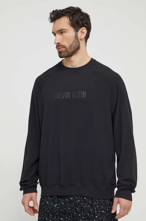 Calvin Klein Underwear hosszú ujjú otthoni viseletre fekete, nyomott mintás