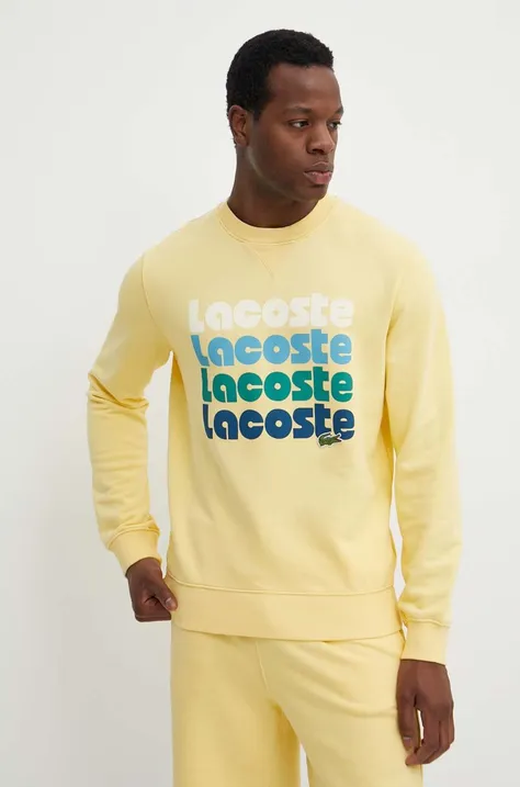 Bombažen pulover Lacoste moška, rumena barva