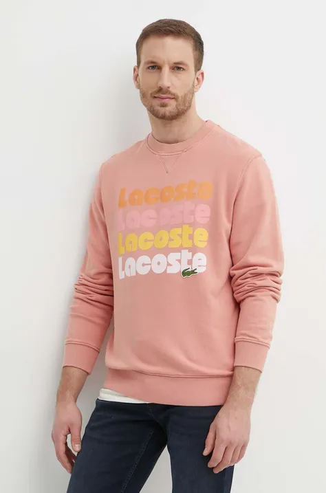 Βαμβακερή μπλούζα Lacoste χρώμα: ροζ