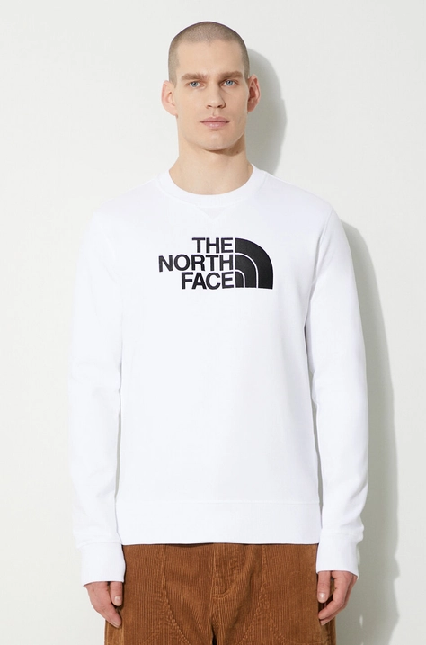 Памучен суичър The North Face M Drew Peak Crew в бяло с апликация NF0A4SVRLA91