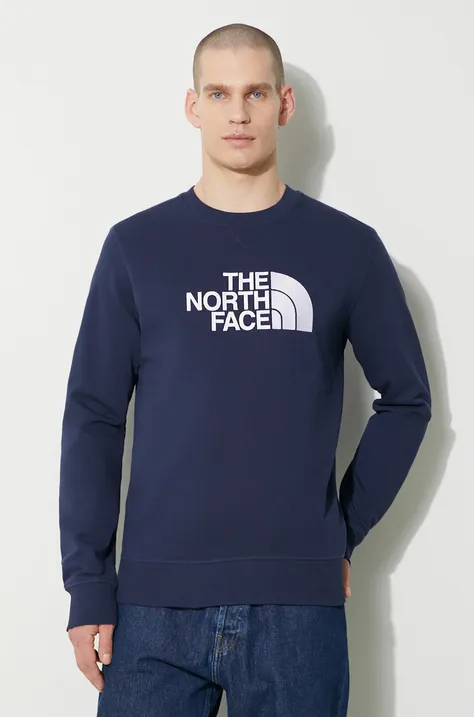The North Face bluza bawełniana M Drew Peak Crew Light męska kolor granatowy z aplikacją NF0A4T1E8K21
