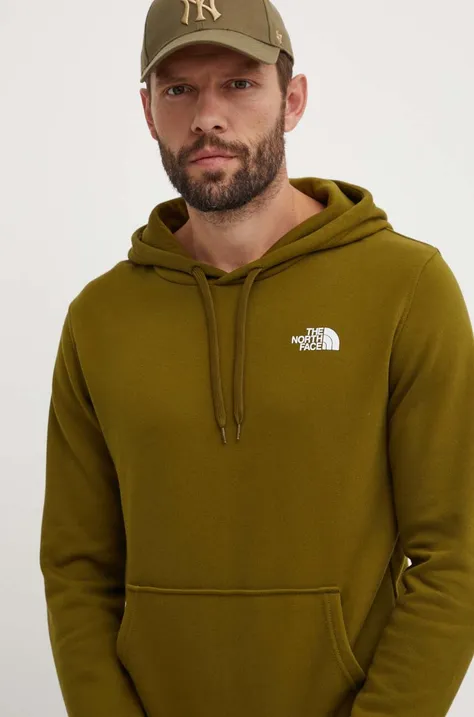 Бавовняна кофта The North Face M Simple Dome Hoodie чоловіча колір зелений з капюшоном з принтом NF0A7X1JPIB1