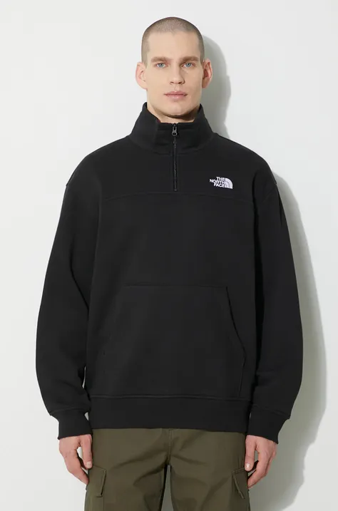 The North Face sweatshirt M Essential Qz Crew men's black color NF0A87FCJK31