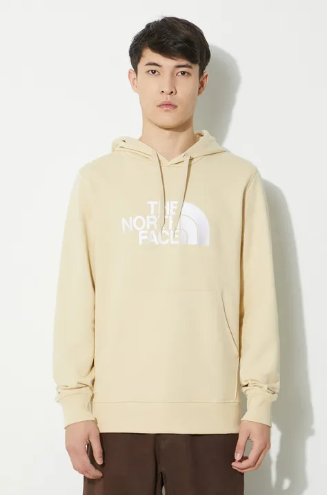 Бавовняна кофта The North Face M Light Drew Peak Pullover Hoodie чоловіча колір бежевий з капюшоном з принтом NF00A0TE8D61