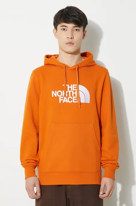 The North Face felpa in cotone M Light Drew Peak Pullover Hoodie uomo colore arancione con cappuccio con applicazione NF00A0TEPCO1