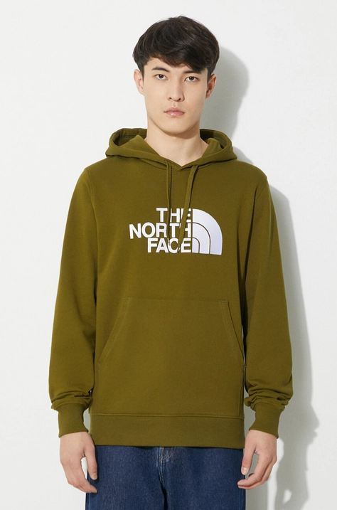 The North Face hanorac de bumbac M Light Drew Peak Pullover Hoodie barbati, culoarea verde, cu glugă, cu imprimeu, NF00A0TEPIB1