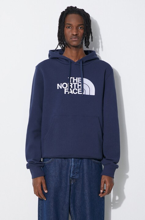 Bavlněná mikina The North Face M Drew Peak Pullover Hoodie pánská, tmavomodrá barva, s kapucí, s aplikací, NF00AHJY8K21