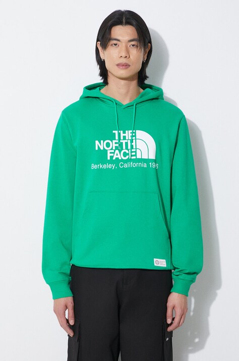 Pamučna dukserica The North Face M Berkeley California Hoodie za muškarce, boja: zelena, s kapuljačom, tiskom, NF0A55GFPO81