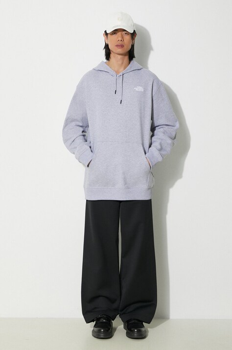 The North Face bluza M Essential Hoodie barbati, culoarea gri, cu glugă, melanj, NF0A7ZJ9DYX1