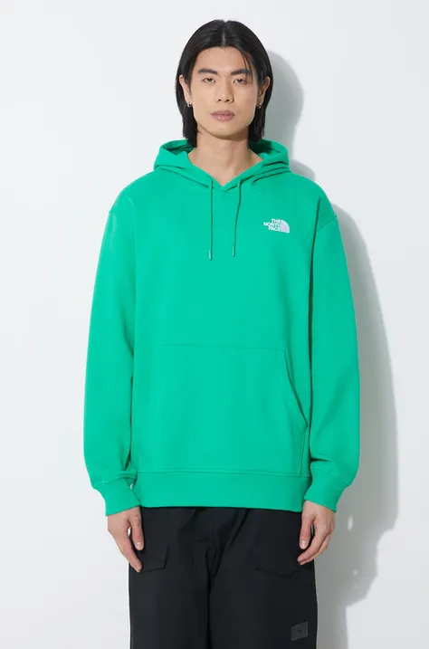 The North Face cotton sweatshirt M Light Drew Peak Pullover Hoodie men's green color hooded smooth NF0A7ZJ9PO81