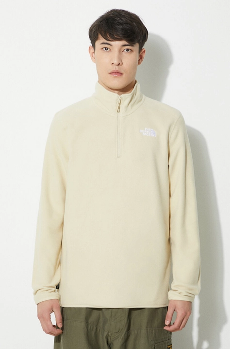 The North Face felpa M 100 Glacier 1/4 Zip uomo colore beige con applicazione NF0A855W3X41