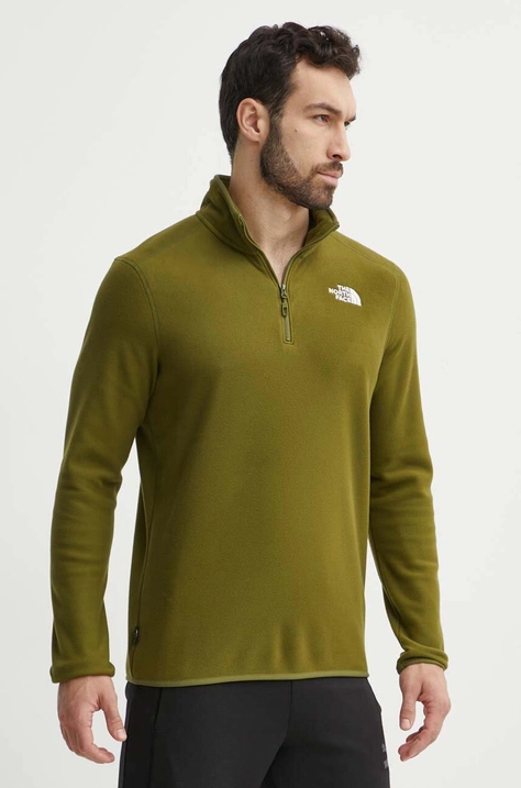 The North Face hanorac M 100 Glacier 1/4 Zip culoarea verde, neted, NF0A855WPIB1