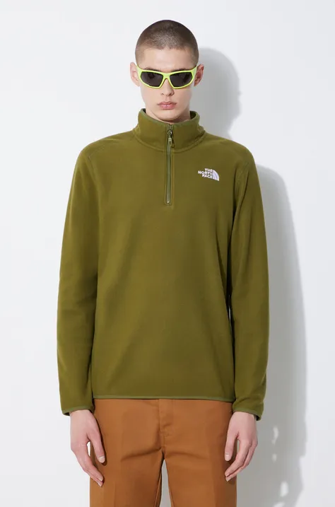 The North Face sports sweatshirt M 100 Glacier 1/4 Zip green color smooth NF0A855WPIB1