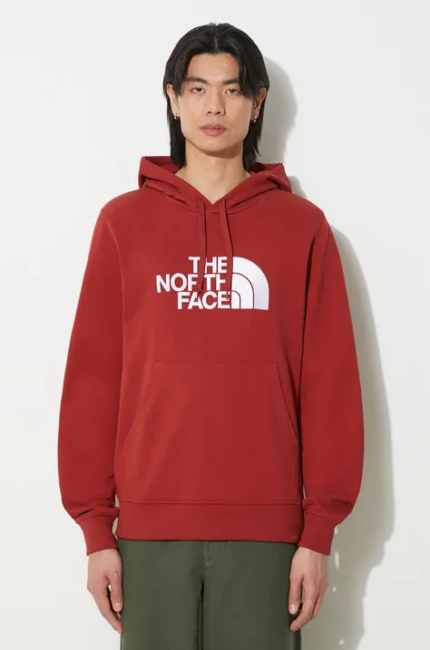 The North Face cotton sweatshirt M Light Drew Peak Pullover Hoodie men's maroon color hooded with a print NF00A0TEPOJ1