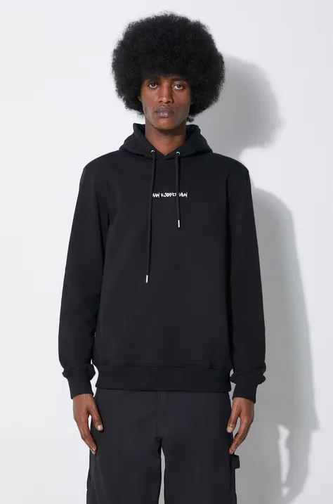 Хлопковая кофта Han Kjøbenhavn Graphic мужская цвет чёрный с капюшоном с принтом M-133616