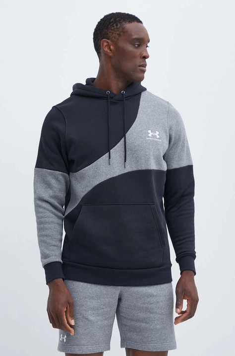 Суичър Under Armour в черно с качулка с десен