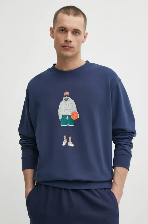 New Balance cotton sweatshirt men's blue color with a print MT41538NNY