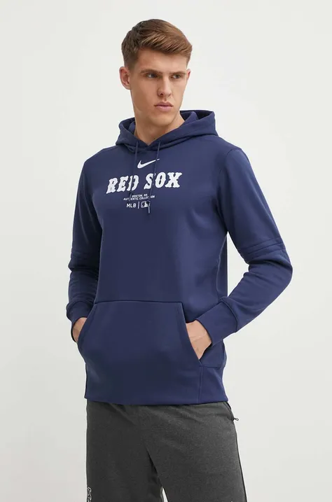Mikina Nike Boston Red Sox pánská, tmavomodrá barva, s kapucí, s potiskem