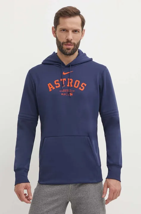 Mikina Nike Houston Astros pánska, tmavomodrá farba, s kapucňou, s potlačou