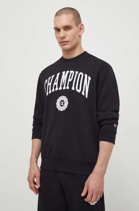 Champion bluza męska kolor czarny z nadrukiem 219839