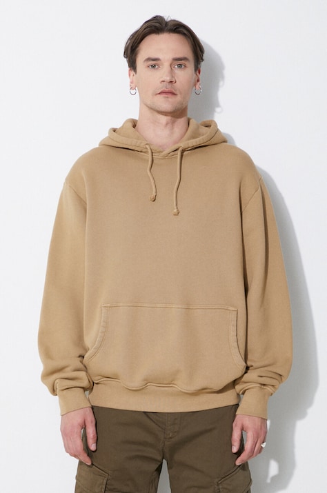 Pamučna dukserica 424 Alias Hoodie za muškarce, boja: bež, s kapuljačom, bez uzorka, FF4SMF01AP-JE375.706