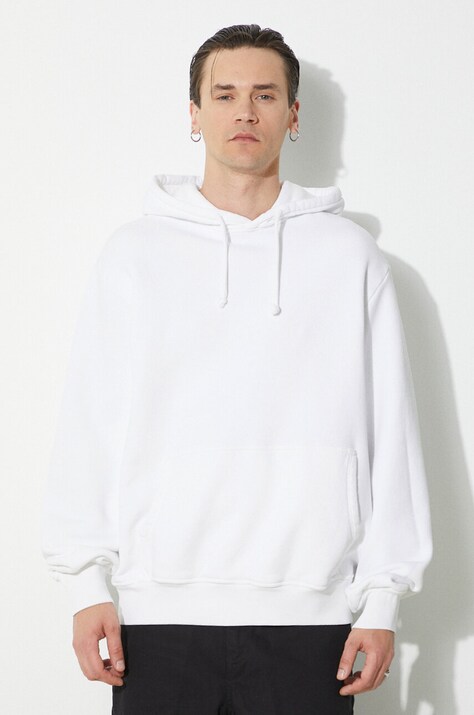 Хлопковая кофта 424 Alias Hoodie мужская цвет белый с капюшоном однотонная FF4SMF01AP-JE375.064