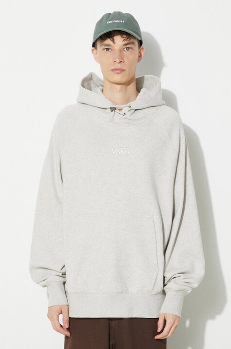 Vans hanorac de bumbac Premium Standards Hoodie Fleece LX barbati, culoarea bej, cu glugă, melanj, VN000GZ1RKZ1