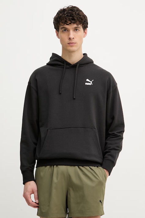 Puma cotton sweatshirt BETTER CLASSICS men's black color hooded smooth 624241