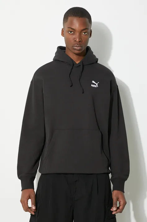 Puma cotton sweatshirt BETTER CLASSICS men's black color hooded smooth 624241