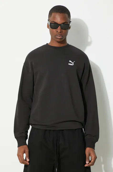 Puma cotton sweatshirt BETTER CLASSICS men's black color smooth 624244