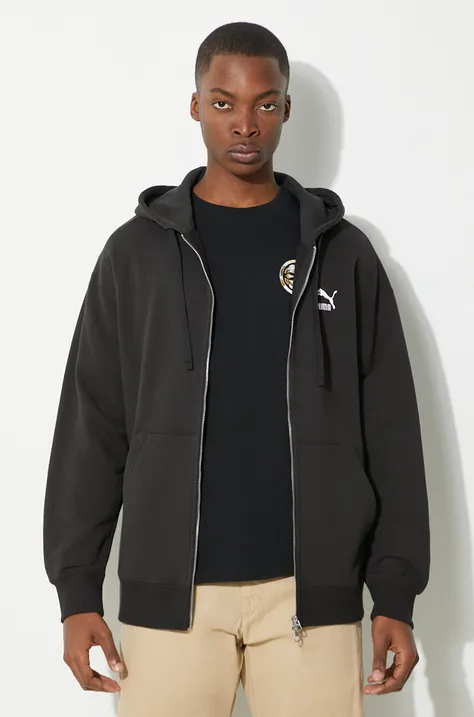 Puma cotton sweatshirt BETTER CLASSICS men's black color hooded smooth 624247