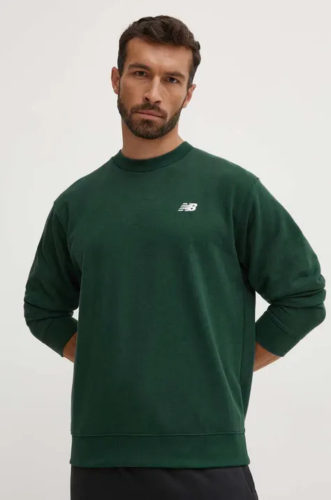 New Balance bluza barbati, culoarea verde, neted, MT41507NWG