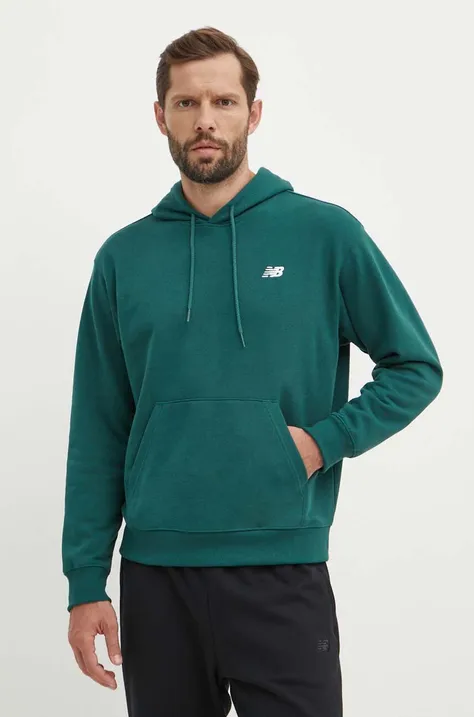 New Balance bluza męska kolor zielony z kapturem z aplikacją MT41508NWG