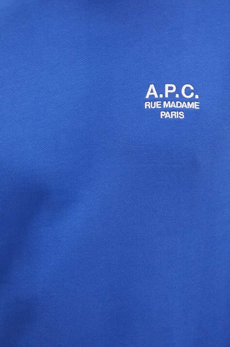 Бавовняна кофта A.P.C. sweat rider — SS24-BLM18T, блакитний — фото 5