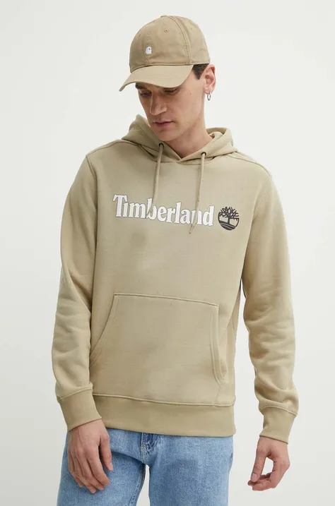 Timberland bluza męska kolor beżowy z kapturem z nadrukiem TB0A5UKKDH41