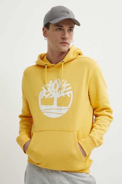 Timberland bluza męska kolor żółty z kapturem z nadrukiem TB0A2BJHEG41