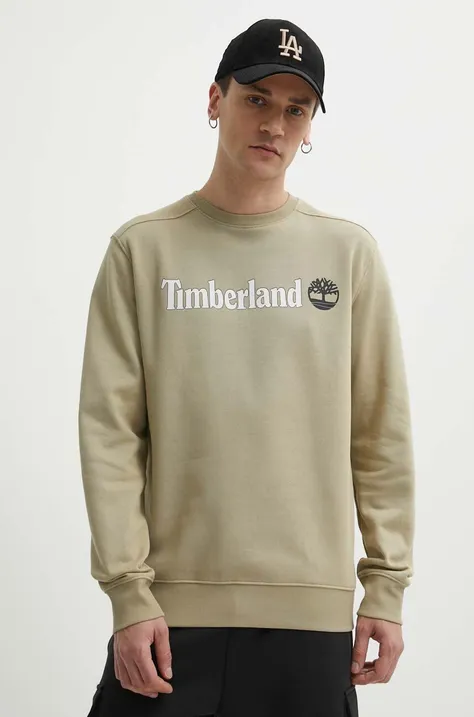 Mikina Timberland pánská, zelená barva, s potiskem, TB0A5UJYDH41