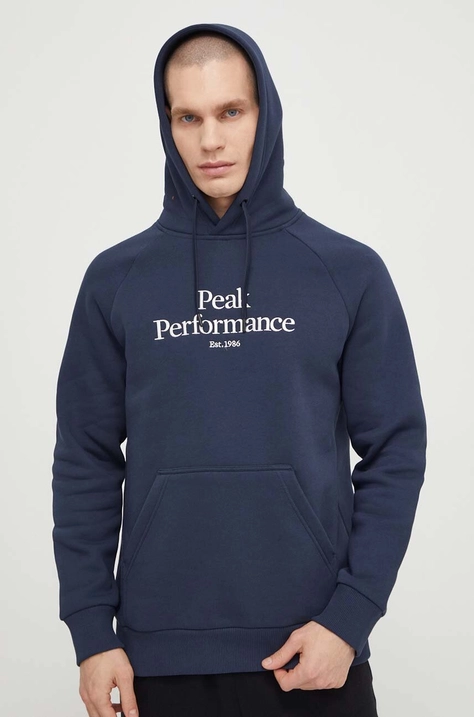 Peak Performance bluza męska kolor granatowy z kapturem z aplikacją