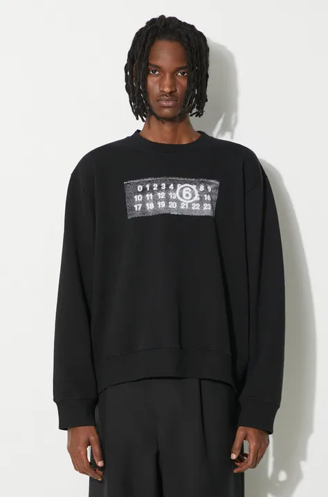 MM6 Maison Margiela cotton sweatshirt men's black color with a print SH0GU0007