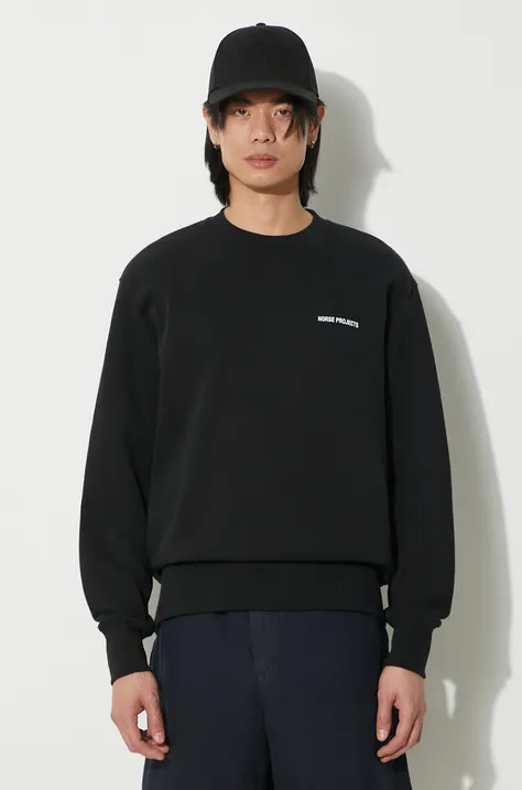 Norse Projects cotton sweatshirt Arne Relaxed Organic Logo men's black color with a print N20.1302.9999